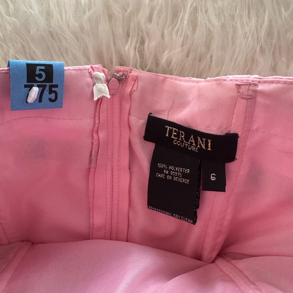 Terani Couture Strapless Pink Dress with Black Detailing - Picture 8 of 8